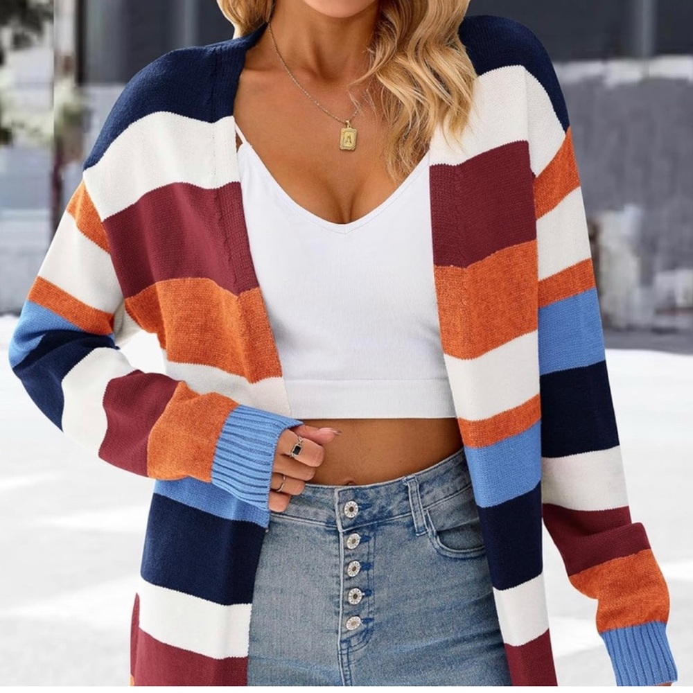 Kirundo Colorful Striped Women's Cardigan Medium